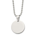 Chisel Stainless Steel Brushed and Polished Reversible Round 2mm Dog Tag on a 24 inch Ball Chain Necklace, 24 x 22.16 mm
