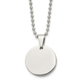 Chisel Stainless Steel Brushed and Polished Reversible Round 4mm Dog Tag on a 24 inch Ball Chain Necklace, 24 x 22.15 mm