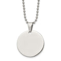 Chisel Stainless Steel Brushed and Polished Reversible Round 2mm Dog Tag on a 24 inch Ball Chain Necklace, 24 x 28.51 mm