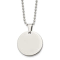 Chisel Stainless Steel Brushed and Polished Reversible Round 4mm Dog Tag on a 24 inch Ball Chain Necklace, 24 x 28.5 mm