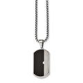 Stainless Steel Brushed and Polished w/Enamel and CZ Dog Tag Necklace, 22 x 18.86 mm