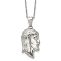 Chisel Stainless Steel Polished Jesus Silhouette Pendant on a 22 inch Cable Chain Necklace, 22 x 25.28 mm