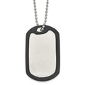 Chisel Stainless Steel Brushedand Polished Dog Tag with Removeable Black Rubber on a 24 inch Ball Chain Necklace, 24 x 29.2 mm