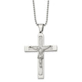 Chisel Stainless Steel Polished Laser Cut Crucifix Pendant on a 22 inch Ball Chain Necklace, 22 x 38.54 mm