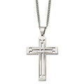 Chisel Stainless Steel Polished Cross Pendant on a 24 inch Curb Chain Necklace, 24 x 41.64 mm