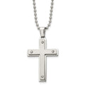 Chisel Stainless Steel Brushed and Polished Cross Pendant on a 22 inch Ball Chain Necklace, 22 x 27 mm