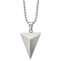 Chisel Stainless Steel Brushed Triangle Pendant on a 22 inch Ball Chain Necklace, 22 x 24.45 mm