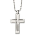 Chisel Stainless Steel Polished Cross Pendant on a 22 inch Ball Chain Necklace, 22 x 27.03 mm