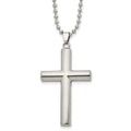 Chisel Stainless Steel Brushed and Polished Cross Pendant on a 22 inch Ball Chain Necklace, 22 x 28.91 mm
