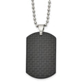 Chisel Stainless Steel Brushed Black Solid Carbon Fiber Dog Tag on a 22 inch Ball Chain Necklace, 22 x 25.16 mm