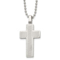 Chisel Stainless Steel Polished Laser Cut Cross Pendant on a 22 inch Ball Chain Necklace, 22 x 21.84 mm