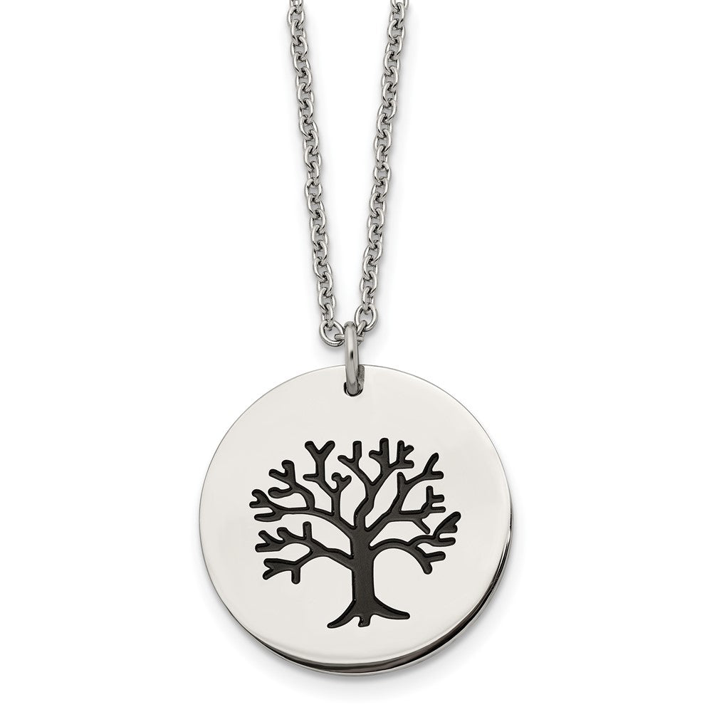 Chisel Stainless Steel Polished and Enameled Family Tree of Life Pendant on a 22 inch Cable Chain Necklace, 22 x 25.03 mm