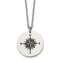 Chisel Stainless Steel Polished Enameled NOT ALL WHO WANDER ARE LOST Compass Pendant on a 22in Cable Chain Necklace, 22 x 24.92 mm