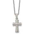 Chisel Stainless Steel Polished and Textured Cross Pendant on a 22 inch Cable Chain Necklace, 22 x 15.17 mm