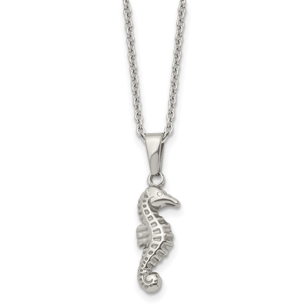Stainless Steel Polished Seahorse 22in Necklace, 22 mm