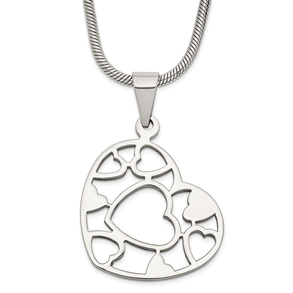Stainless Steel Heart Pendant Necklace, 18 mm