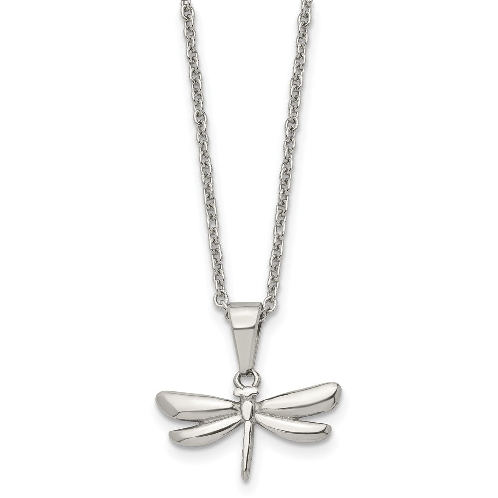 Chisel Stainless Steel Polished Dragonfly Pendant on a 22 inch Cable Chain Necklace, 22 x 22.25 mm