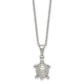 Chisel Stainless Steel Polished and Textured Turtle Pendant on a 22 inch Cable Chain Necklace, 22 x 14.2 mm