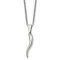 Chisel Stainless Steel Polished Italian Horn Pendant on a 22 inch Cable Chain Necklace, 22 x 4.17 mm
