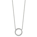 Chisel Stainless Steel Polished CZ Open Circle on a 17 inch Cable Chain with a 2.5 inch Extension Necklace, 17 x 18.33 mm