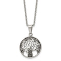 Chisel Stainless Steel Antiqued and Polished Tree of Life Pendant on a 20 inch Cable Chain Necklace, 20 x 24.59 mm