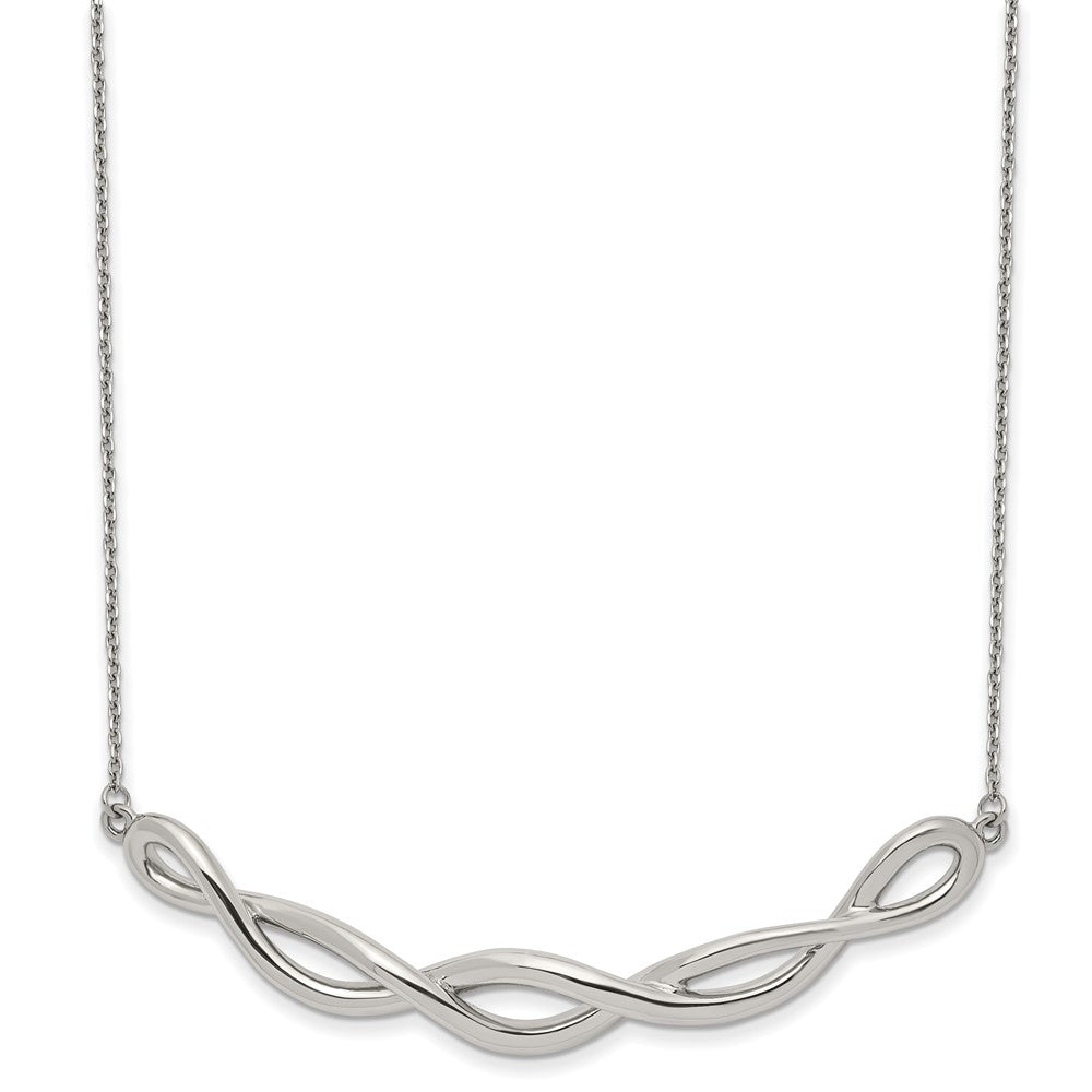 Chisel Stainless Steel Polished Twisted Bar on a 18 inch Cable Chain with 2 inch Extension Necklace, 18 x 67.61 mm