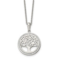 Chisel Stainless Steel Polished with Preciosa Crystal Tree of Life Pendant on a 16 inch Cable Chain with 2 inch Extension Necklace, 16 x 23.95 mm