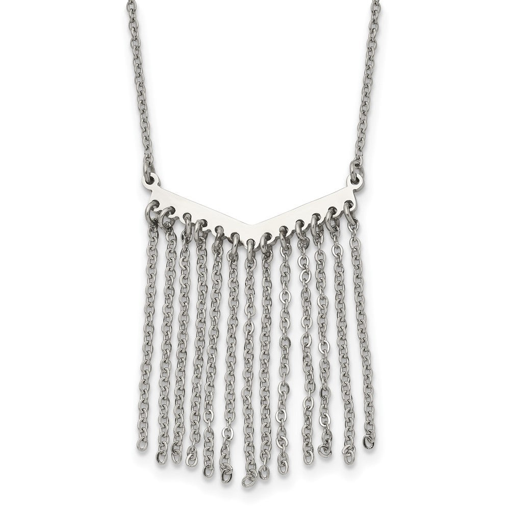 Stainless Steel Polished Multi Chain Dangle 19in Necklace, 19 mm