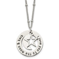 Chisel Stainless Steel Polished Enameled I LOVE YOU TO THE MOON & BACK with Moon and Star Pendant on a 20in Beaded Chain Necklace, 20 x 29.55 mm