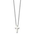 Chisel Stainless Steel Polished Cross Pendant on a 16 inch with 1 inch extension Cable Chain Necklace, 16 x 8.19 mm