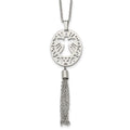 Stainless Steel Polished Angel w/Tassel Dangle 20in Necklace, 20 mm