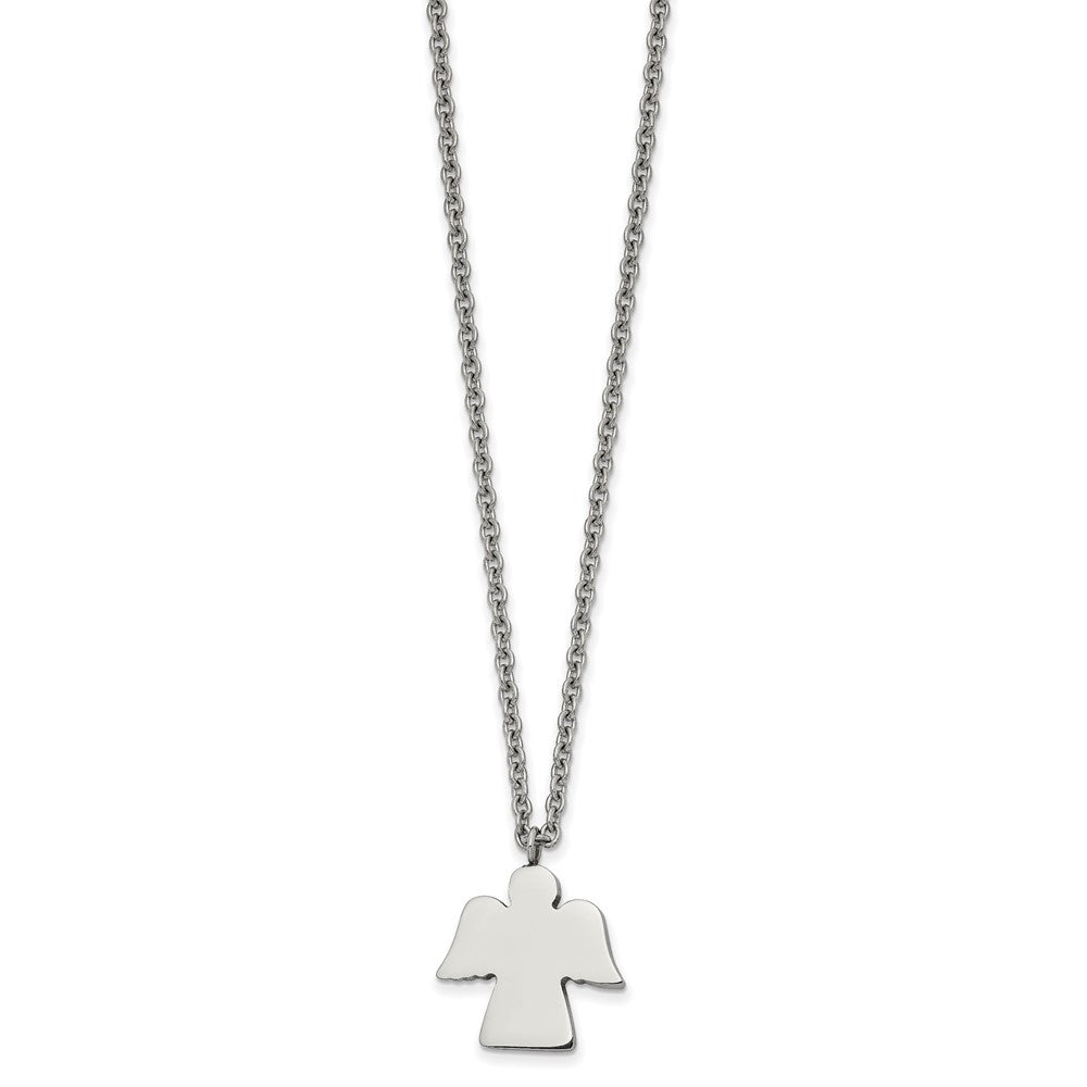 Stainless Steel Polished Angel 18in Necklace, 18 mm