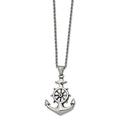 Chisel Stainless Steel Antiqued and Polished Anchor Pendant on a 24 inch Curb Chain Necklace, 24 x 30.38 mm