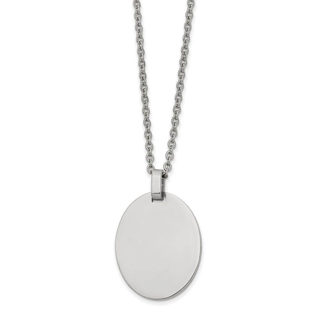 Chisel Stainless Steel Polished Oval Pendant on a 22 inch Cable Chain Necklace, 22 x 25 mm