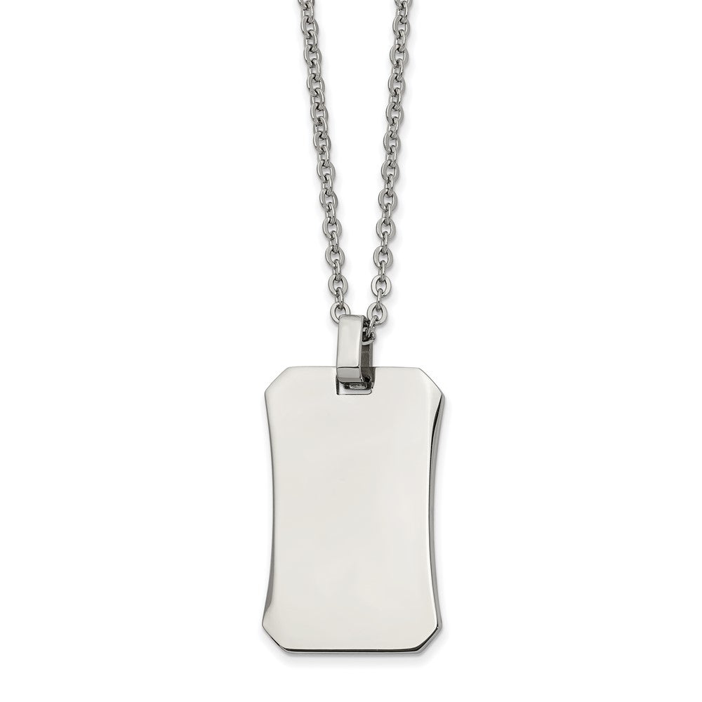 Chisel Stainless Steel Polished Dog Tag on a 22 inch Cable Chain Necklace, 22 x 21.67 mm