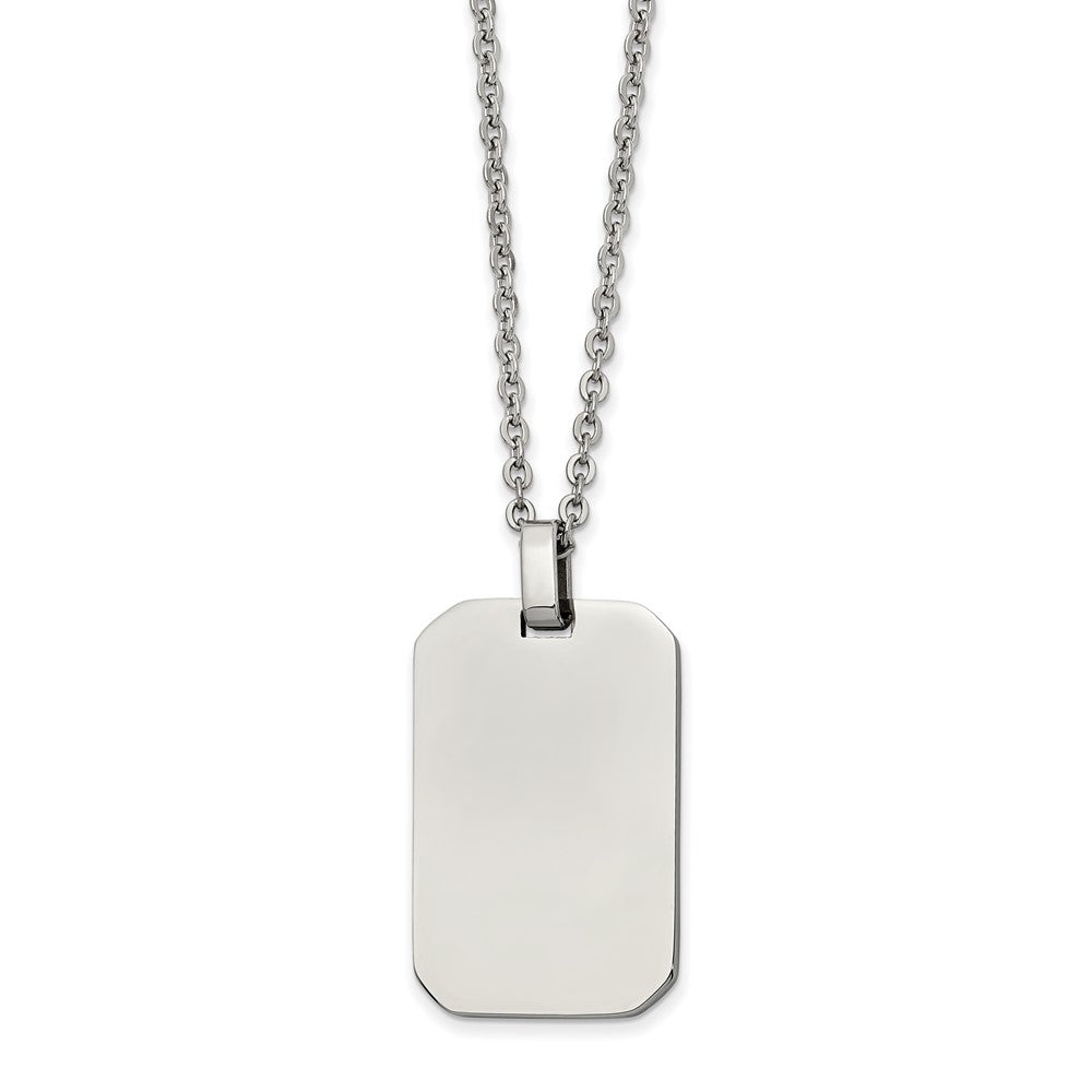 Chisel Stainless Steel Polished Rectangle Dog Tag on a 22 inch Cable Chain Necklace, 22 x 21.66 mm
