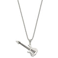 Chisel Stainless Steel Polished and Textured with Enamel Guitar Pendant on a 24 inch Ball Chain Necklace, 24 x 18.46 mm