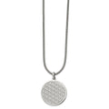 Chisel Stainless Steel Polished Flower Cut-out Small Circle Pendant on an 18 inch Snake Chain Necklace, 18 x 29.8 mm