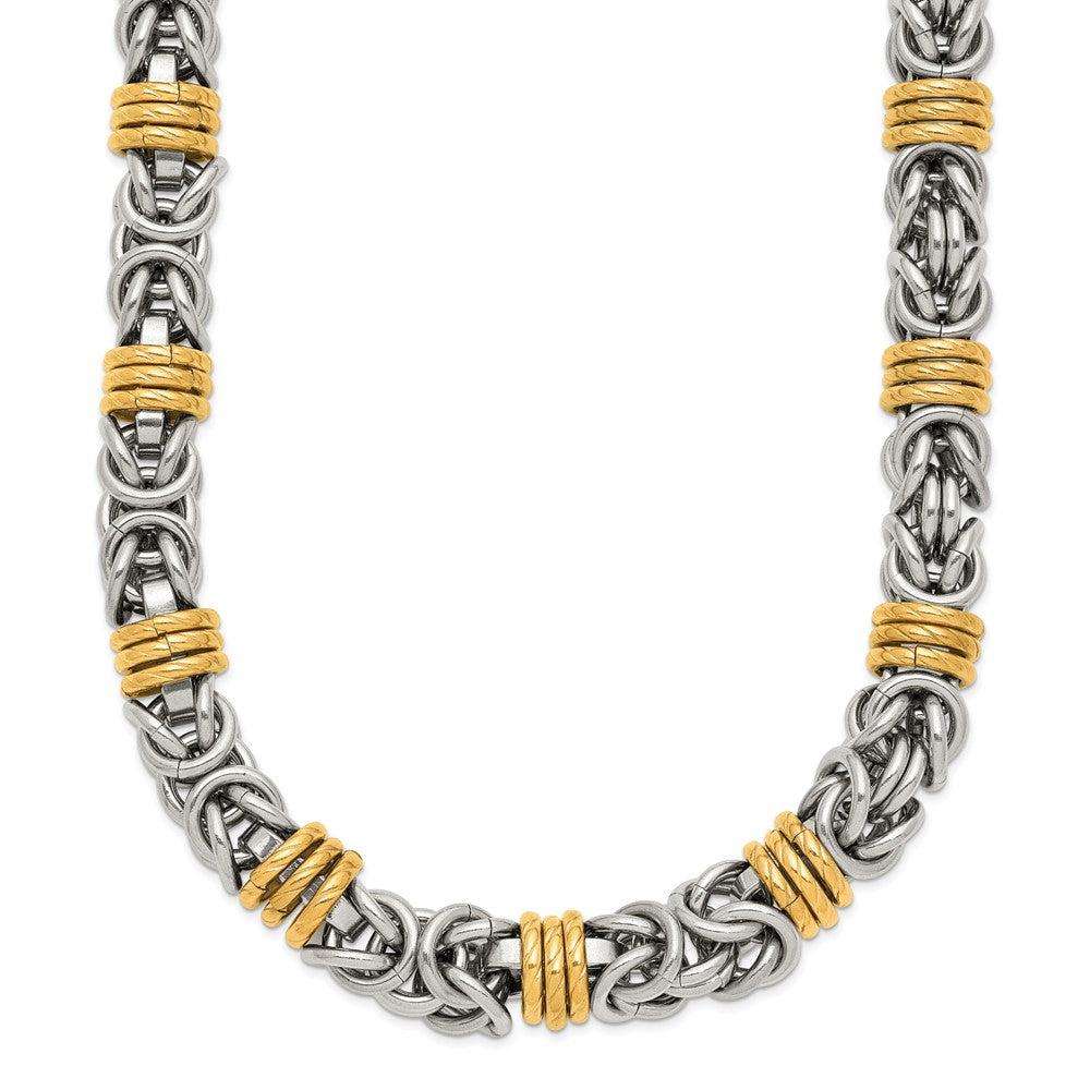 Chisel Stainless Steel Polished Yellow IP-plated Byzantine 24 inch Necklace, 24 x 8.5 mm