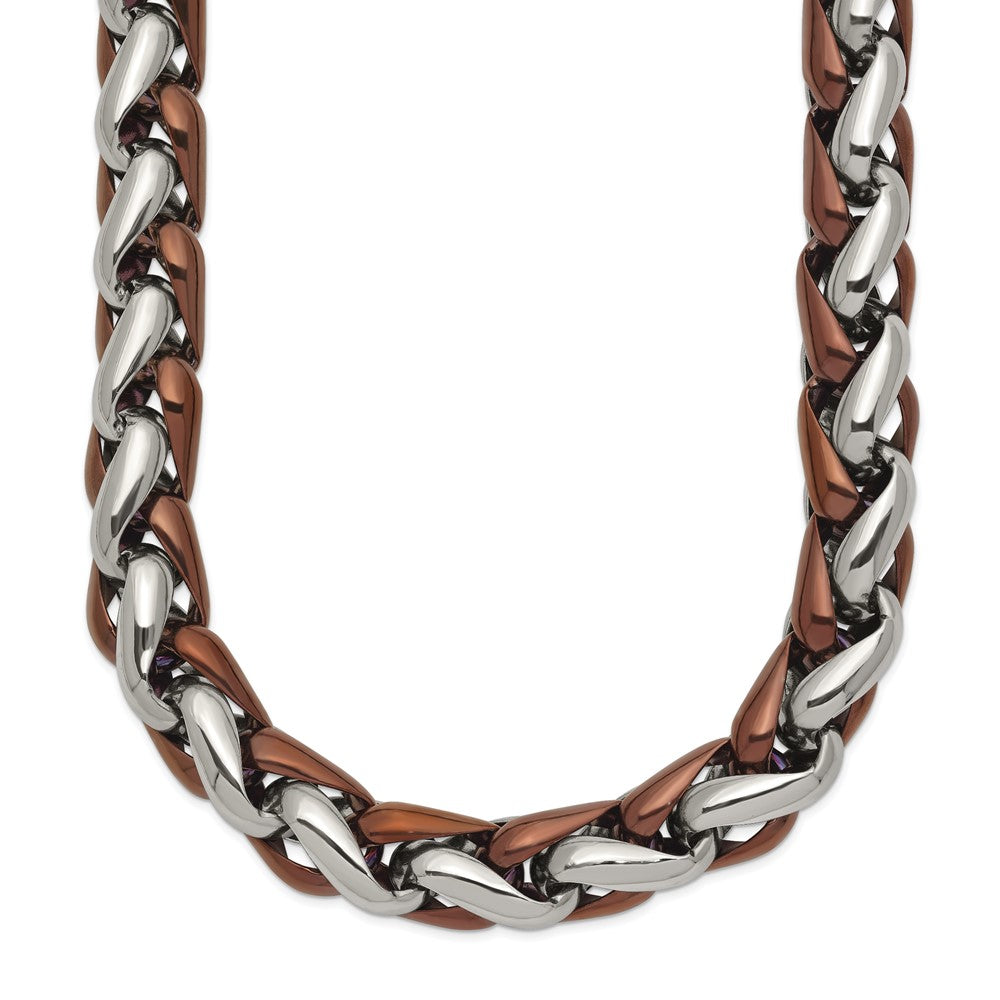 Chisel Stainless Steel Polished Brown IP-plated 24 inch Necklace, 24 x 10.78 mm