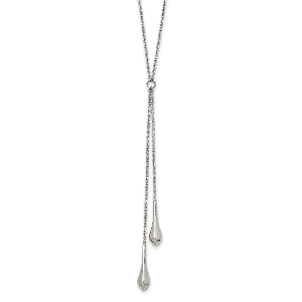 Chisel Stainless Steel Polished with 3.5 inch Dangle 16.5 inch Cable Chain Necklace, 19.5 x 5.74 mm