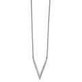 Chisel Stainless Steel Polished with Preciosa Crystal V Pendant on a 16.5 inch Cable Chain with a 1.25 inch Extension Necklace, 17.75 x 21 mm