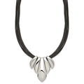 Stainless Steel Polished Multi Strand 17in w/2 ext Wax Cord Necklace, 19 mm