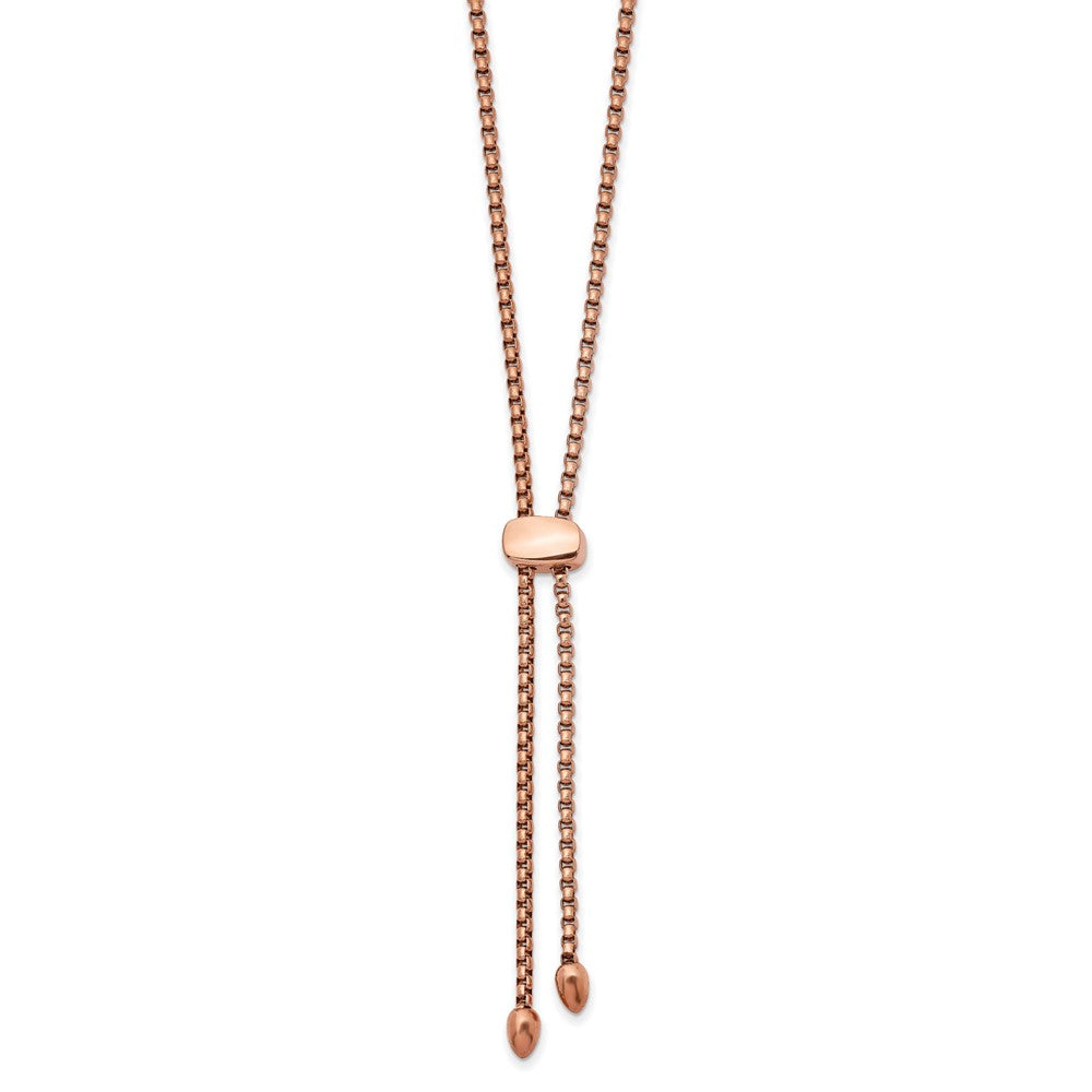 Chisel Stainless Steel Polished Rose IP-plated Adjustable up to 20.5 inch Box Chain Necklace, 20.5 x 5.9 mm