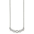 Chisel Stainless Steel Polished with Preciosa Crystal Braided Bar on a 16.5 inch Cable Chain with a 2 inch Extension Necklace, 18.5 mm