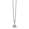 Chisel Stainless Steel Polished with Preciosa Crystal Trinity Knot Pendant on a 16 inch Cable Chain with a 1 inch Extension Necklace, 17 x 12.69 mm