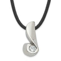 Stainless Steel CZ Pendant Necklace, 18 mm