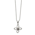 Stainless Steel Antiqued and Polished w/ CZ Skull Cross 22in Necklace, 22 mm