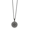 Stainless Steel Polished Black IP-plated Laser Cut 16in w/2in ext Necklace, 18 mm