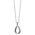 Stainless Steel  22in Polished Teardrop Black Preciosa Crystal Necklace, 22 mm